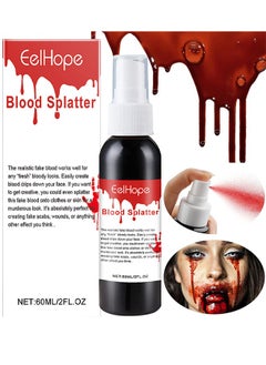 Eelhope Fake Blood Splatter Makeup, Realistic Effects Fake Blood Washable For Scar Wound And Clothes, Easy Dry Flow Fake Blood For Eyes Drips Nose Bleeds, Blood For Cosplay SFX Zombie Vampire Specia, 60ML  - Image 1