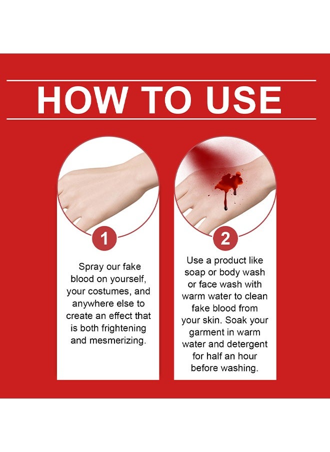 Eelhope Fake Blood Splatter Makeup, Realistic Effects Fake Blood Washable For Scar Wound And Clothes, Easy Dry Flow Fake Blood For Eyes Drips Nose Bleeds, Blood For Cosplay SFX Zombie Vampire Specia, 60ML  - Image 3