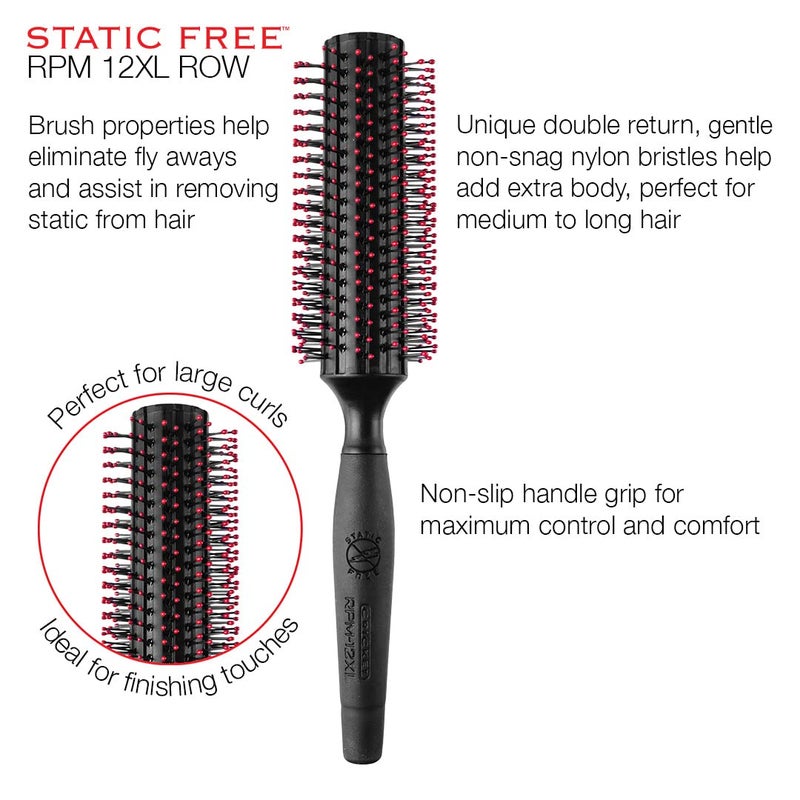 Cricket Static Free RPM 12XL Row Round Hair Brush - Effortless Curling, Blow-Drying, and Styling, Ideal for Adding Volume and Creating Smooth Finishes, All Hair Types - Image 3