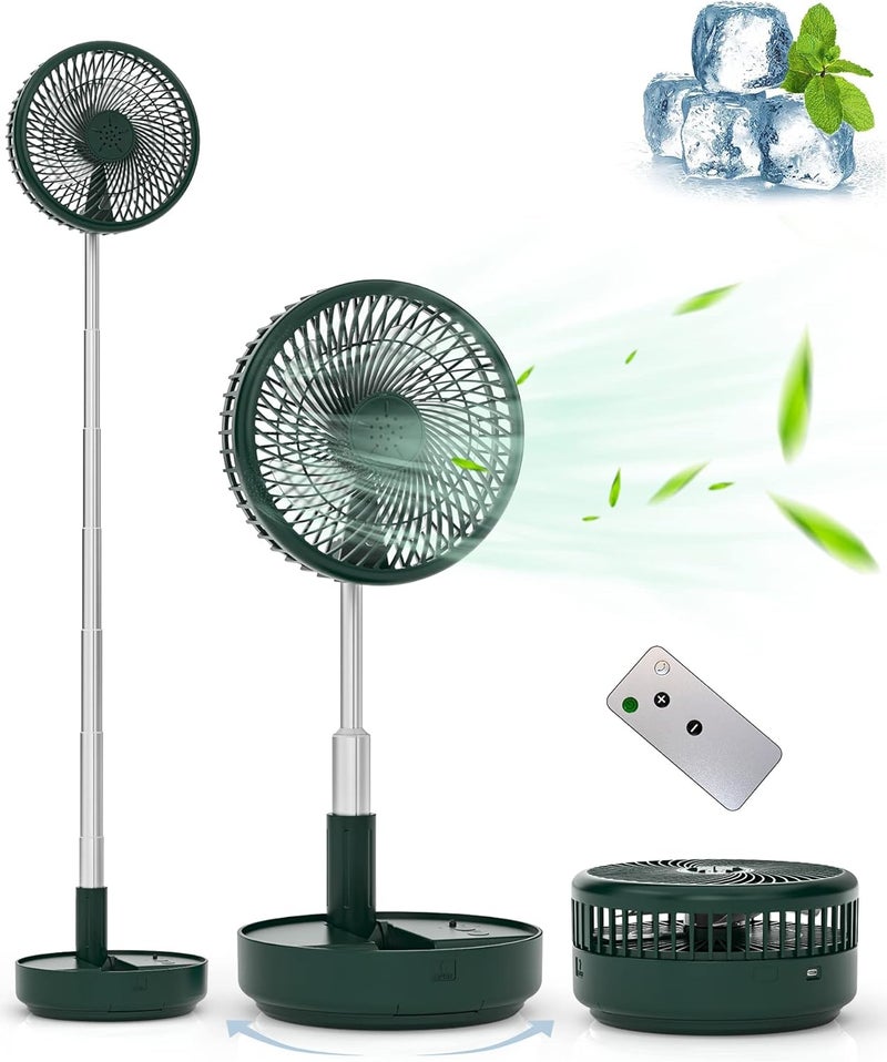 Primevolve Portable Oscillating Standing Fan,Rechargeable Battery Operated USB Floor Table Desk Fan with Remote, Bedroom Camping Travel Fans Green 7.7" - Image 1