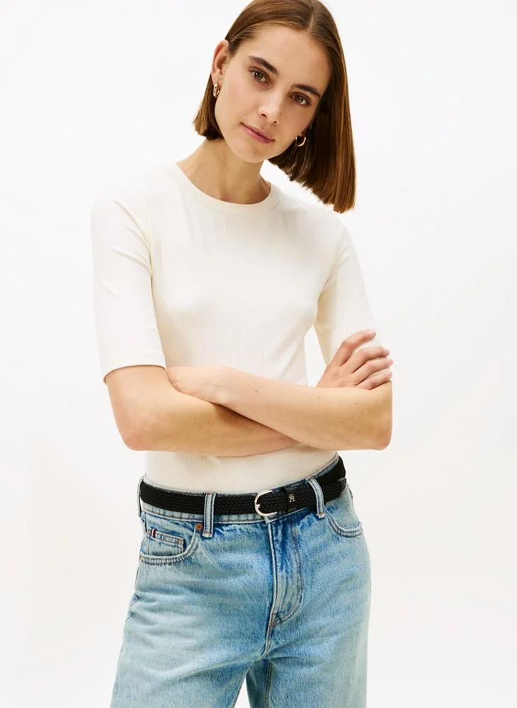 تومي هيلفيغر تيشيرت بياقة دائرية وشعار