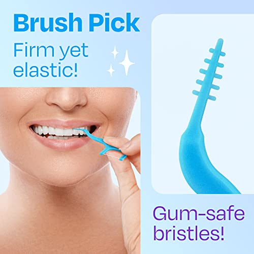 Trueocity Dental Flossers Brush Picks 4 Pack w/Travel Case (200 Total Count), Dental Floss Glides Easy, Flosser Helps Prevent Tooth Decay & Gum Disease, Easy Grip, Flossers for Adults, Mint Flavored - Image 4