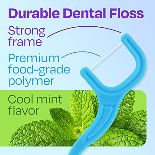 Trueocity Dental Flossers Brush Picks 4 Pack w/Travel Case (200 Total Count), Dental Floss Glides Easy, Flosser Helps Prevent Tooth Decay & Gum Disease, Easy Grip, Flossers for Adults, Mint Flavored - Image 3