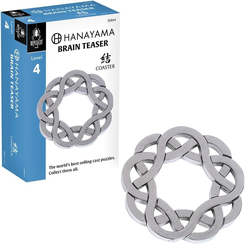 BePuzzled |Coaster Hanayama Metal Brainteaser Puzzle Mensa Rated Level 4, for Ages 12 and Up - Image 1