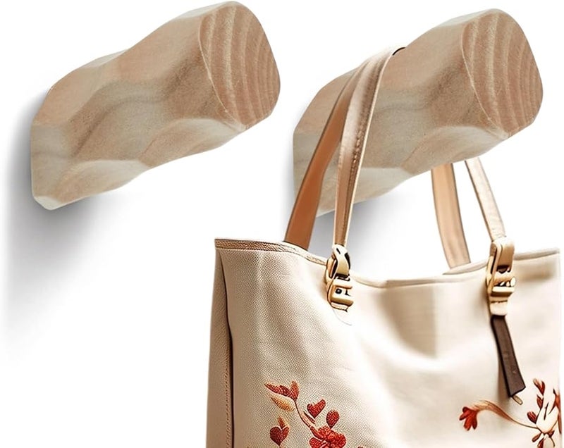 سجلات البضائع خطافات المعاطف ثقيلة الواجب مثبتة على الحائط خطافات خشبية للمناشف الملابس حقيبة الظهر - Image 2