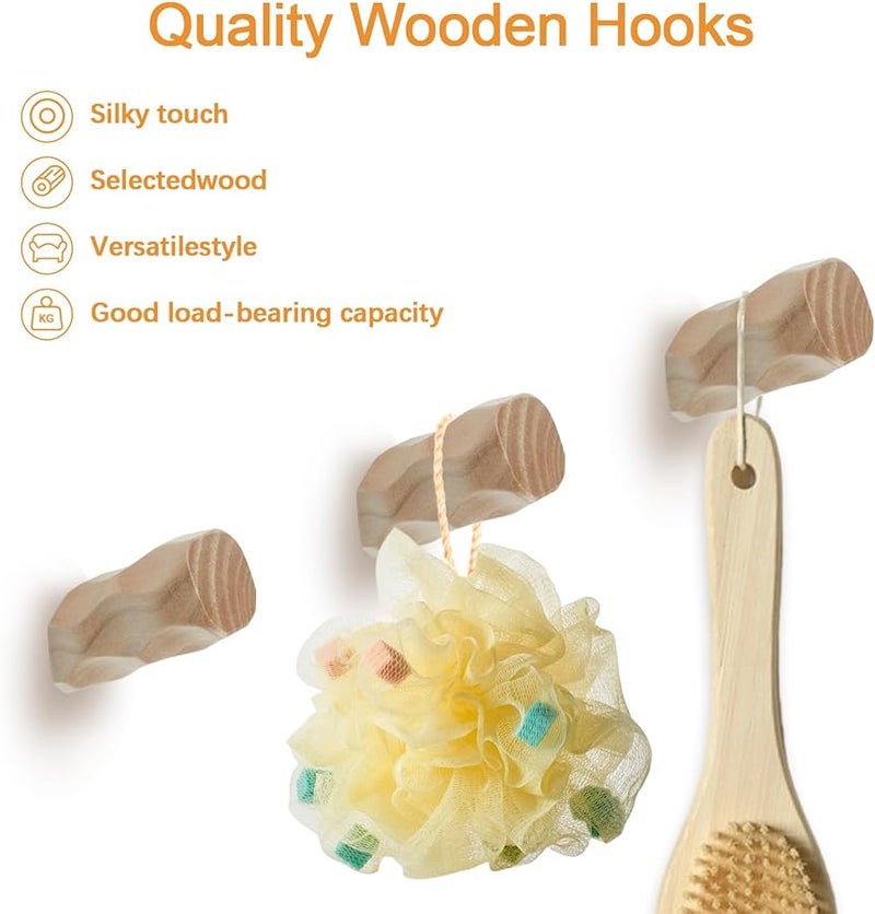 سجلات البضائع خطافات المعاطف ثقيلة الواجب مثبتة على الحائط خطافات خشبية للمناشف الملابس حقيبة الظهر - Image 4