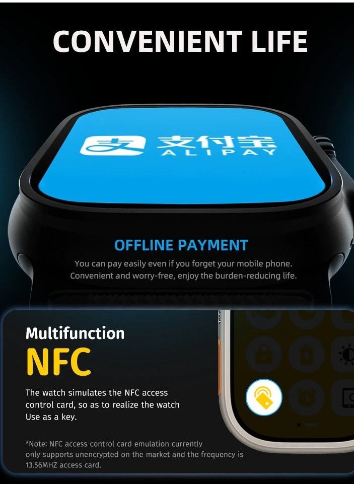 micro speed Smart Watch Ultra Series 9 With Health Fitness Tracker Sport Watch 49MM +addition Replacement Band Black  - Image 4