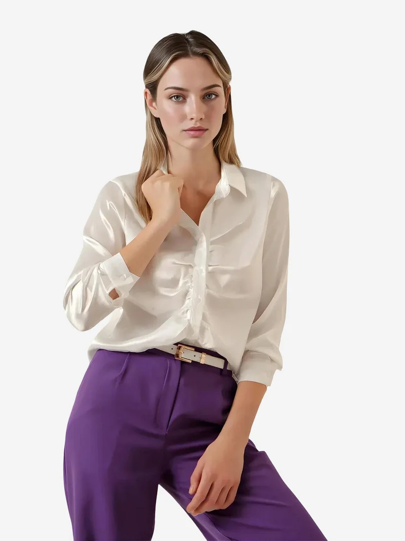 بيغ دارت قميص ساتان بأزرار وبطانة