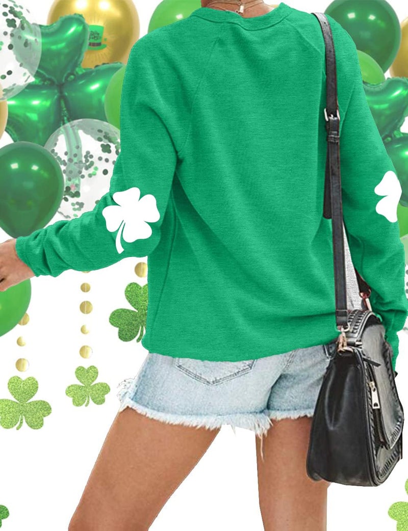 TAOHONG Women St. Patrick's Day Sweatshirts Shamrock Shirt Clover Printed Long Sleeve Irish Gift Casual Loose Fit Tops - Image 5