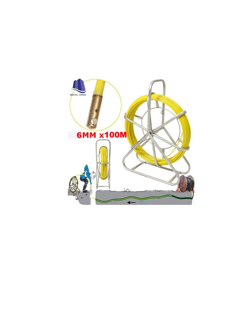 Fish Tape Electric Reel Fiber glass Wire Cable Running Rod Duct Rodder Fish tape Puller for Floor Conduit and Telecom Wall 6mmx100m  - Image 3