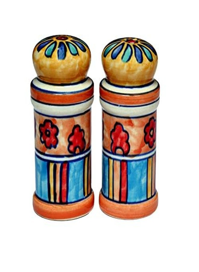 KITTENS ‘Terracotta Blossom’ Handpainted Ceramic Salt & Pepper Sprinkler Set – Orange Floral Motif – Set of 2 – Food Grade Tableware for Dining Table, Kitchen & Gifting - Image 3