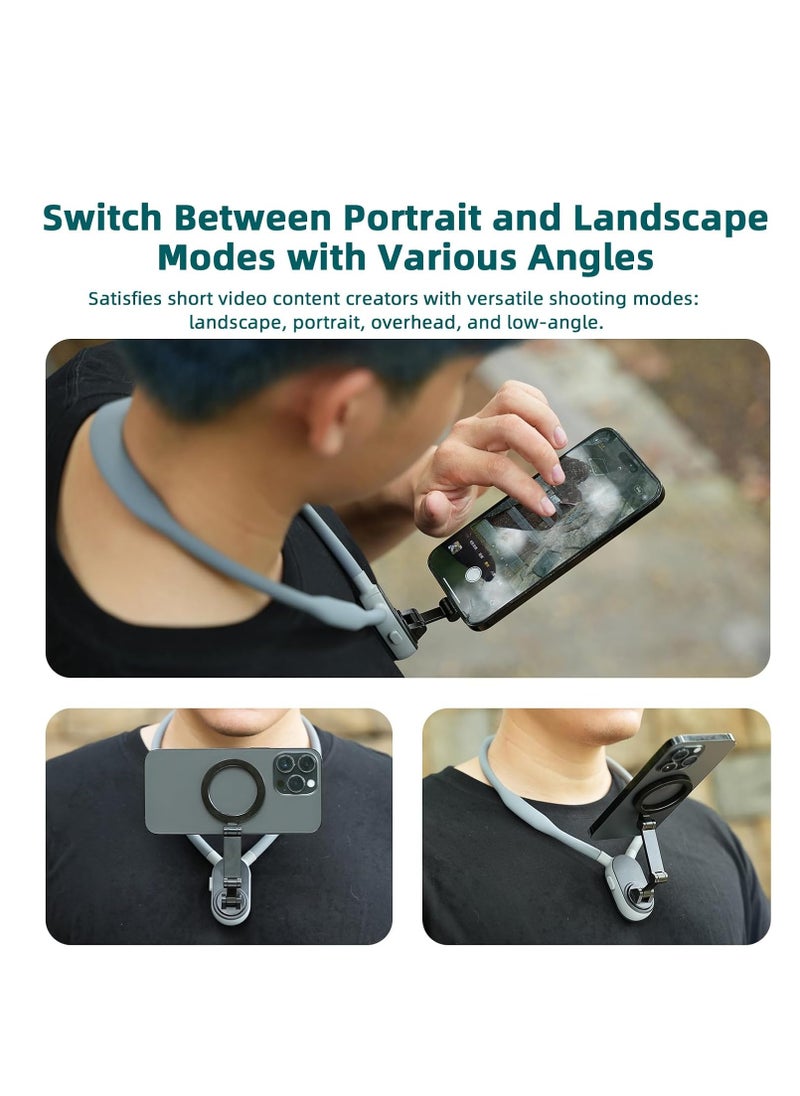 TELESIN - Magnetic Neck Phone Holder – Hands-Free POV/Vlog Selfie Mount with Quick-Release Design, Adjustable Multi-Angle for iPhone & Android – Strong Magnetic Phone Stand for Video Recording, Content Creation & Light Sports - Image 1