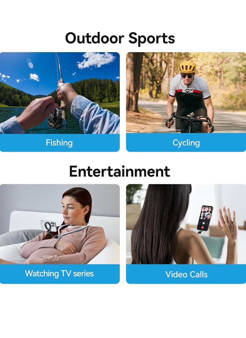 TELESIN - Magnetic Neck Phone Holder – Hands-Free POV/Vlog Selfie Mount with Quick-Release Design, Adjustable Multi-Angle for iPhone & Android – Strong Magnetic Phone Stand for Video Recording, Content Creation & Light Sports - Image 1