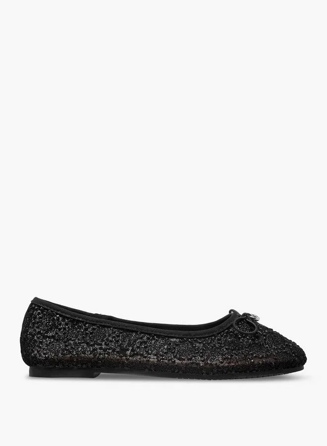 Embroidered Ballerina with Bow Accent