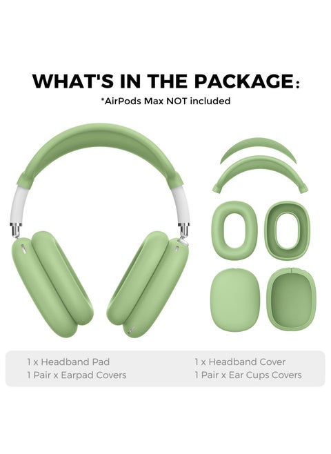 Suitable For Apple Airpods Max Solid Color Protective Case Apple Headset Soft Case Silicone Four-piece Set-Specifications:Avocado Green Four-piece Set