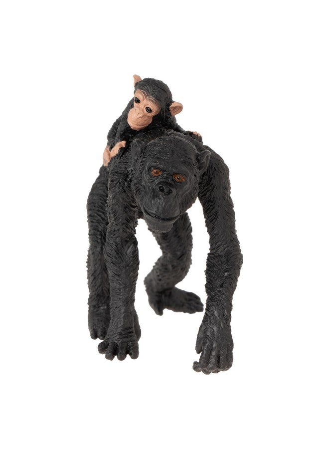 MOJO تمثال موهو لقرود الشمبانزي مع طفل، لعبة حيوانات برية واقعية مصنوعة يدويًا، متعددة الألوان، 387264 - Image 3