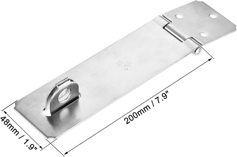 304 Stainless Steel Hasp Padlock Door Clasp Security Lock 200mm Length Brushed Silver Finish - Image 3