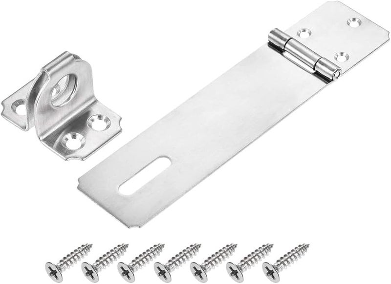304 Stainless Steel Hasp Padlock Door Clasp Security Lock 200mm Length Brushed Silver Finish - Image 1