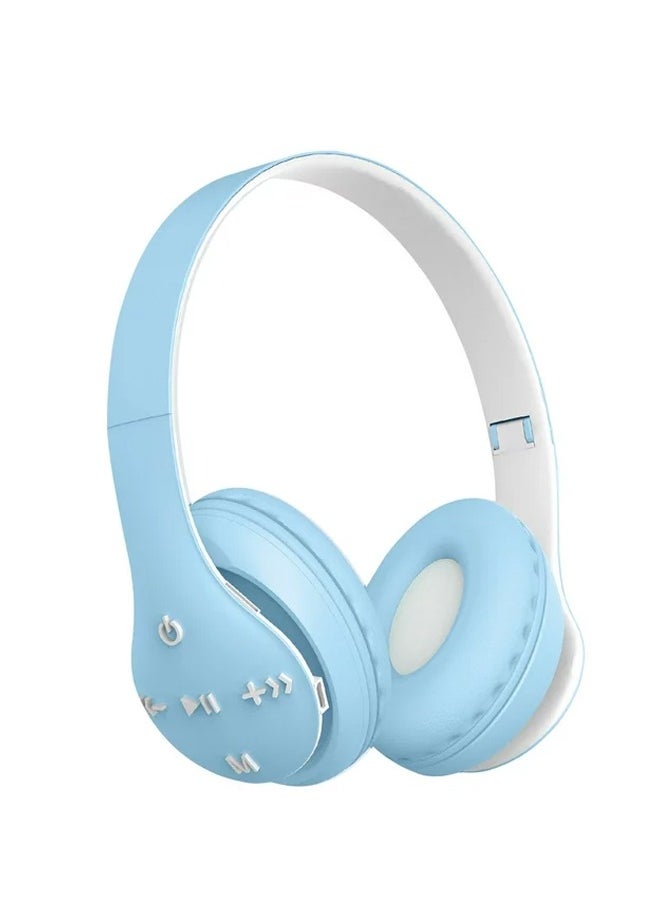 MIQIA ST93 Wireless Bluetooth Headphones Adjustable Foldable,ABS Bluetooth Compatible 5.1 Macaron Headsets,Support TF Card for Sports Blue  - Image 1