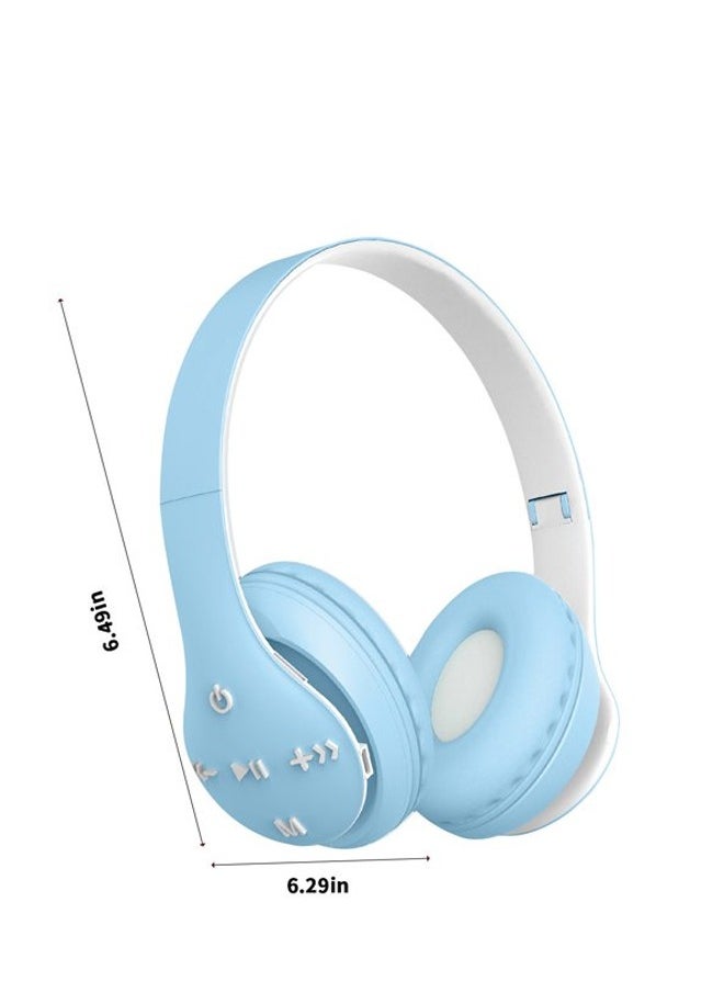 MIQIA ST93 Wireless Bluetooth Headphones Adjustable Foldable,ABS Bluetooth Compatible 5.1 Macaron Headsets,Support TF Card for Sports Blue  - Image 3