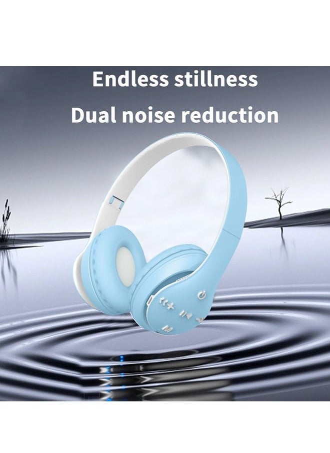 MIQIA ST93 Wireless Bluetooth Headphones Adjustable Foldable,ABS Bluetooth Compatible 5.1 Macaron Headsets,Support TF Card for Sports Blue  - Image 4