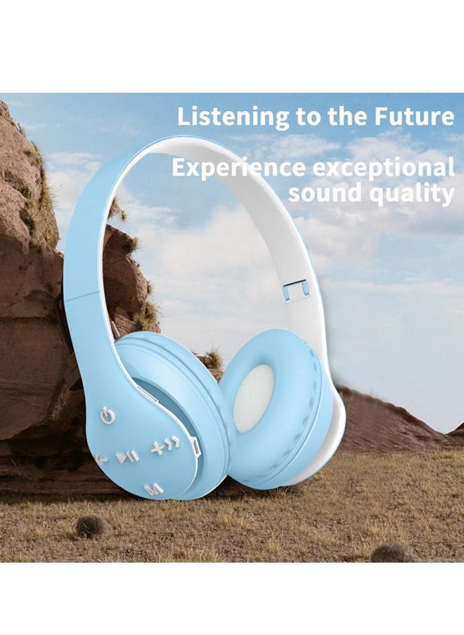 MIQIA ST93 Wireless Bluetooth Headphones Adjustable Foldable,ABS Bluetooth Compatible 5.1 Macaron Headsets,Support TF Card for Sports Blue  - Image 5