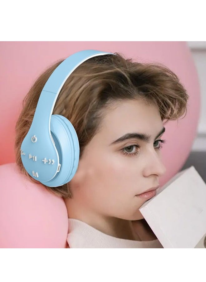 MIQIA ST93 Wireless Bluetooth Headphones Adjustable Foldable,ABS Bluetooth Compatible 5.1 Macaron Headsets,Support TF Card for Sports Blue  - Image 2