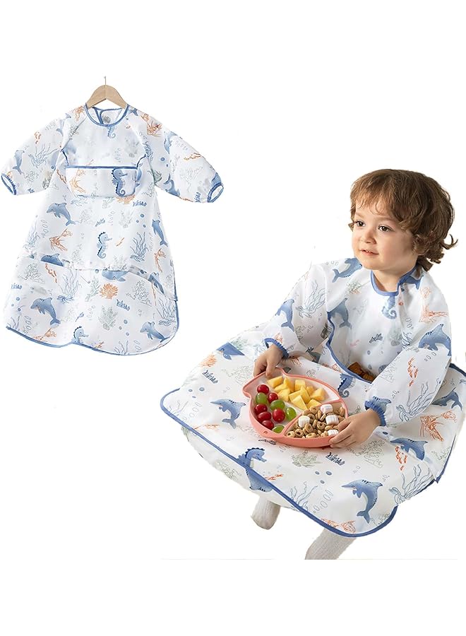 erorex Baby Weaning Bibs Waterproof Anti Dirty Feeding Bib For Babies Eating High Chair Shirt Bib For Baby  - Image 1
