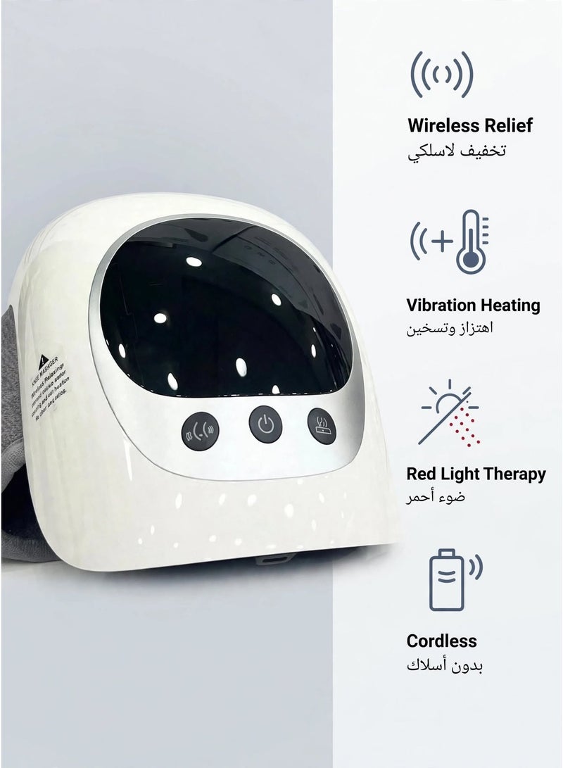 إلترازون ST1102 Smart Knee Massager, Wireless Knee Massage Device with Heating, Vibration and Red Light, Cordless Knee Relaxation Support white - Image 2
