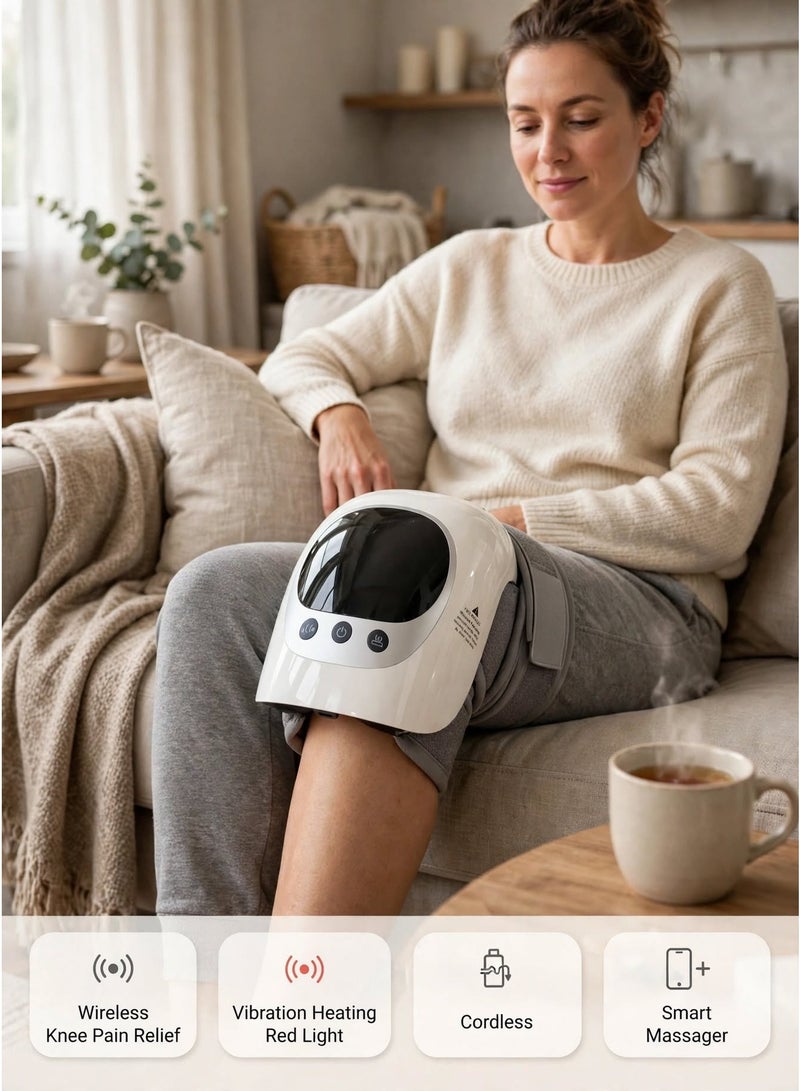 إلترازون ST1102 Smart Knee Massager, Wireless Knee Massage Device with Heating, Vibration and Red Light, Cordless Knee Relaxation Support white - Image 4