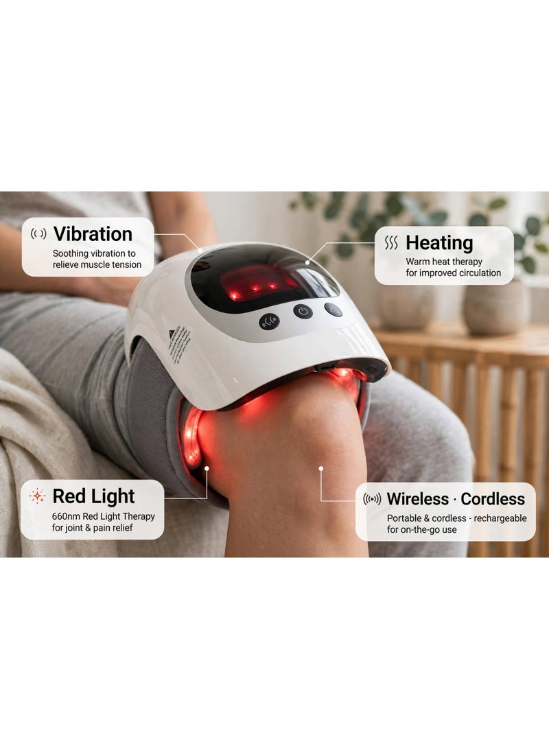إلترازون ST1102 Smart Knee Massager, Wireless Knee Massage Device with Heating, Vibration and Red Light, Cordless Knee Relaxation Support white - Image 5