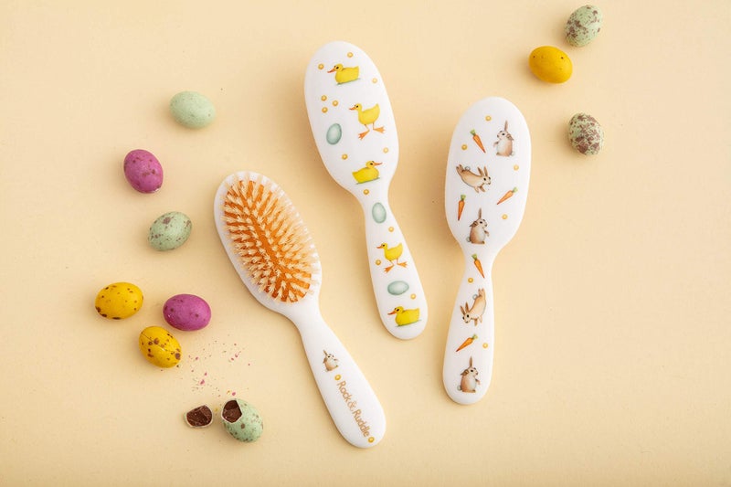 Rock & Ruddle Soft White Natural Boar Bristle Hairbrush for Babies and Young Children. Perfect for Fine Hair Detangling and Smoothing. Little Ducks Design, Small - Image 4