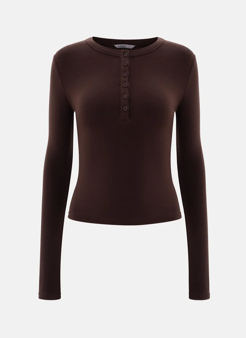 Lichi Jersey longsleeve with buttons on the collar