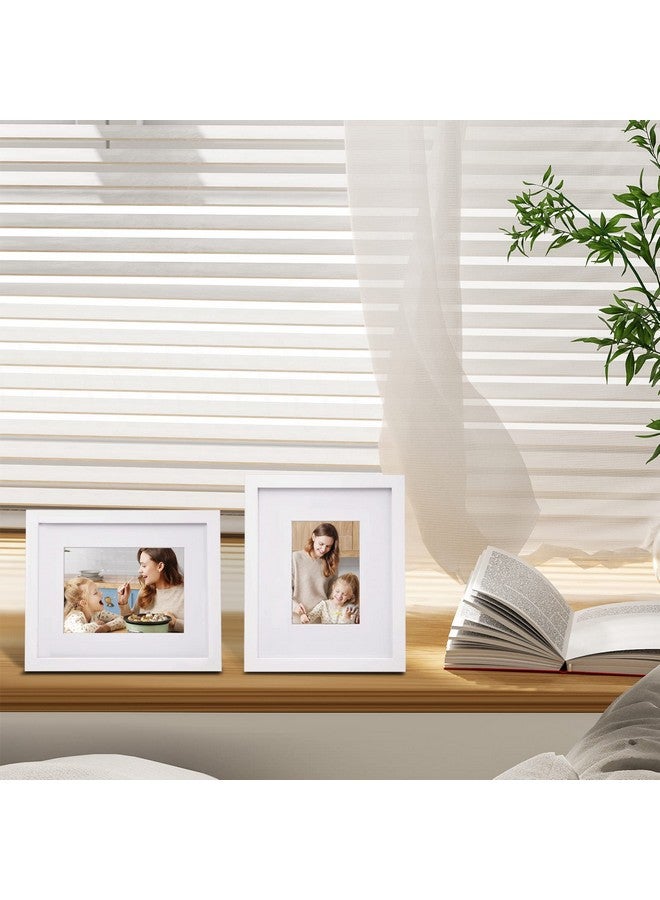 Egofine Egofine 8x10 Picture Frames Set of 4, Made of Solid Wood Covered by Plexiglass 4x6 and 5x7 with Mat or 8x10 without Mat, for Table Top Display and Wall Mounting Photo Frame White  - Image 5
