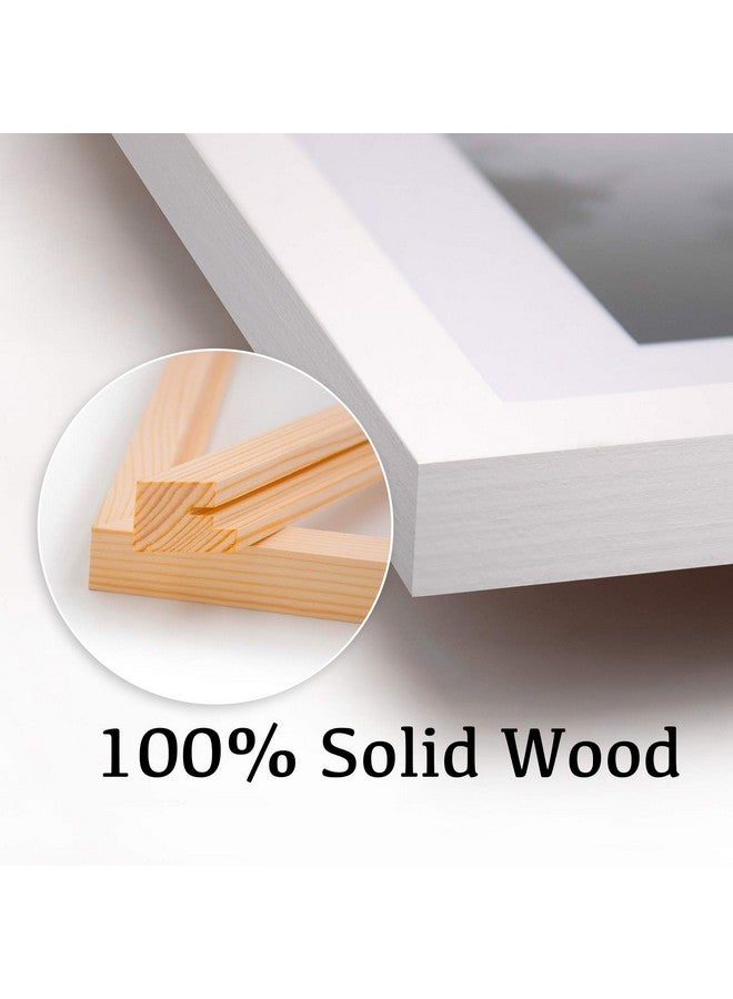 Egofine Egofine 8x10 Picture Frames Set of 4, Made of Solid Wood Covered by Plexiglass 4x6 and 5x7 with Mat or 8x10 without Mat, for Table Top Display and Wall Mounting Photo Frame White  - Image 2