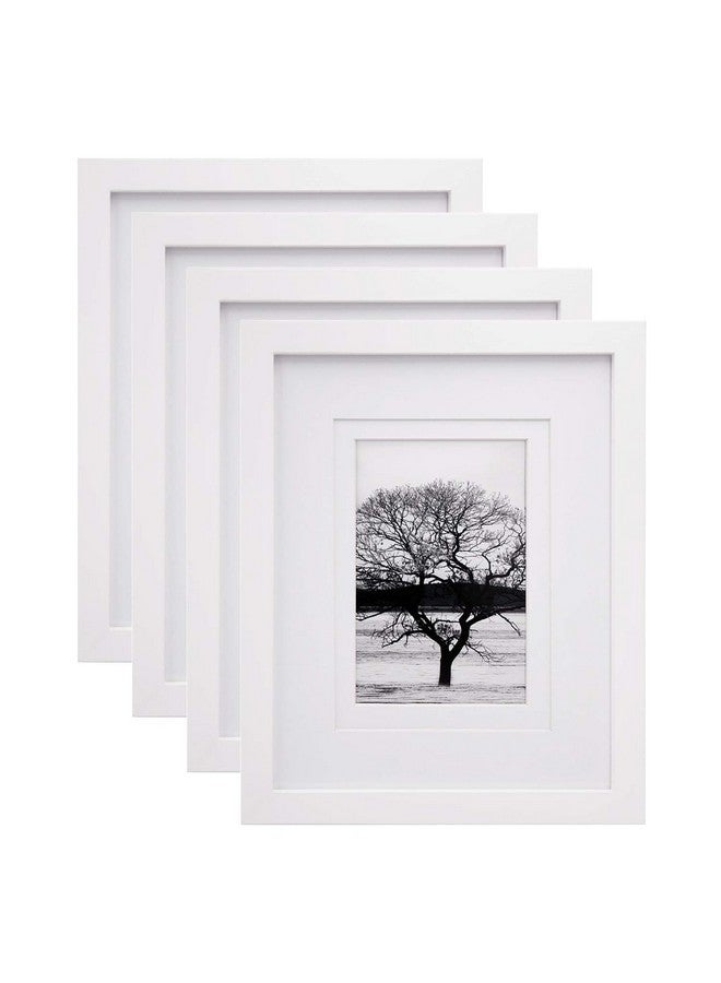 Egofine Egofine 8x10 Picture Frames Set of 4, Made of Solid Wood Covered by Plexiglass 4x6 and 5x7 with Mat or 8x10 without Mat, for Table Top Display and Wall Mounting Photo Frame White  - Image 1