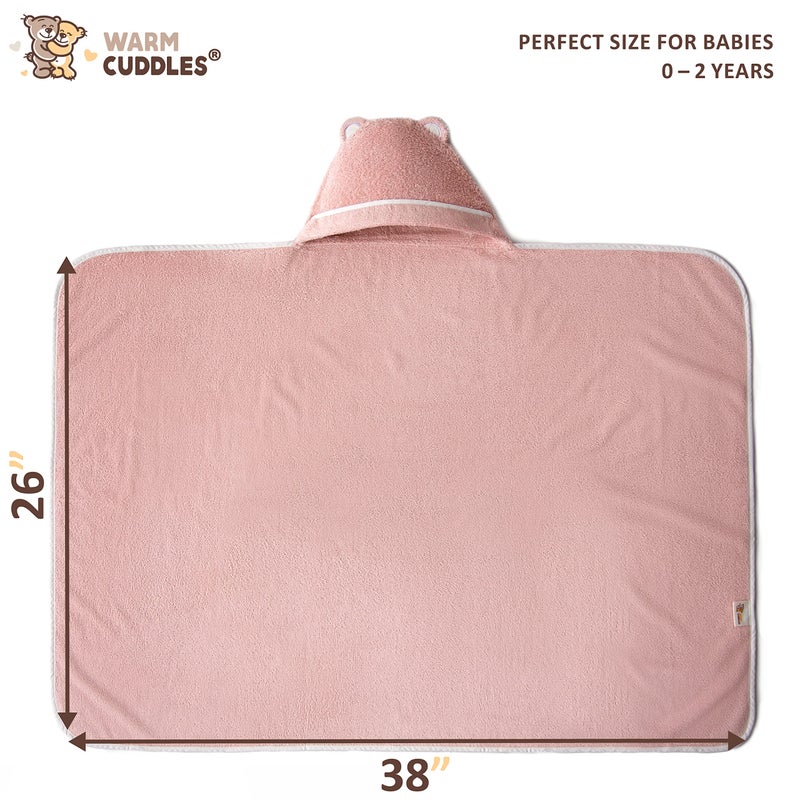 Warm Cuddles Premium Baby Bath Towel - Rayon Made from Bamboo Hooded Baby Towels - Newborn Baby Towel with Hood - Large Hooded Towel for Newborn Infant Boy Girl (Pink) - Image 4