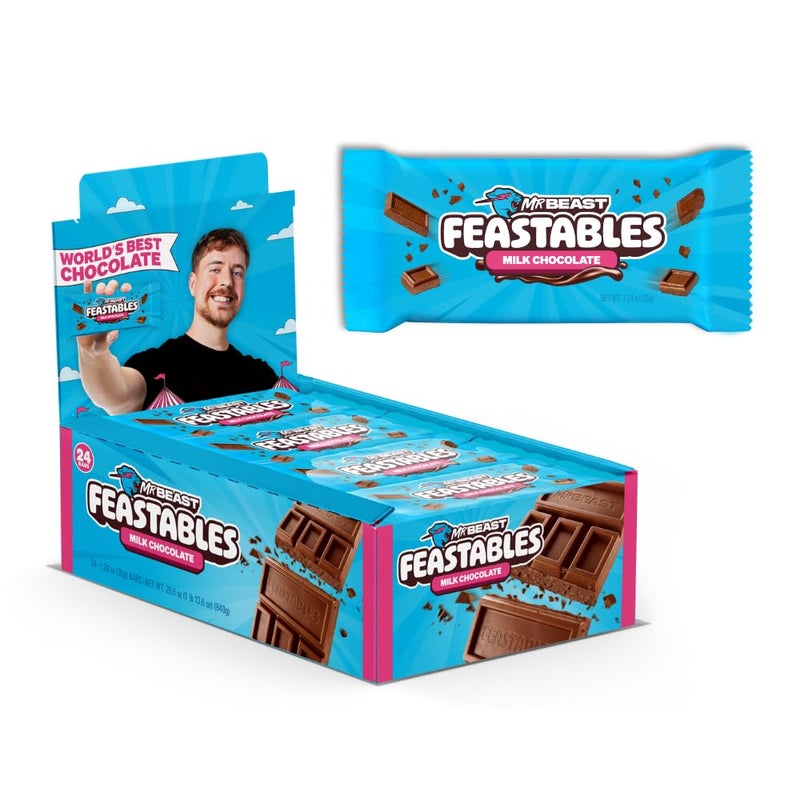 Feastables MrBeast Feastables Milk Chocolate Bar Full Size 24 Count Smooth  Creamy Milk Chocolate Candy Fairtrade Cocoa 124oz Each - Image 3