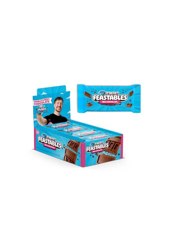 Feastables MrBeast Feastables Milk Chocolate Bar Full Size 24 Count Smooth  Creamy Milk Chocolate Candy Fairtrade Cocoa 124oz Each - Image 1
