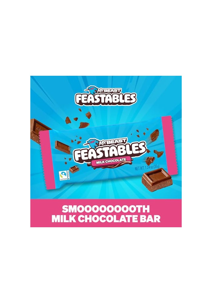 Feastables MrBeast Feastables Milk Chocolate Bar Full Size 24 Count Smooth  Creamy Milk Chocolate Candy Fairtrade Cocoa 124oz Each - Image 5