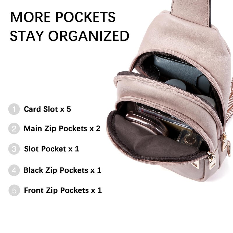 BOSTANTEN Small Sling Bag for Women Leather Crossbody Bags Fanny Pack Chest Bag for Travel, Pink - Image 3