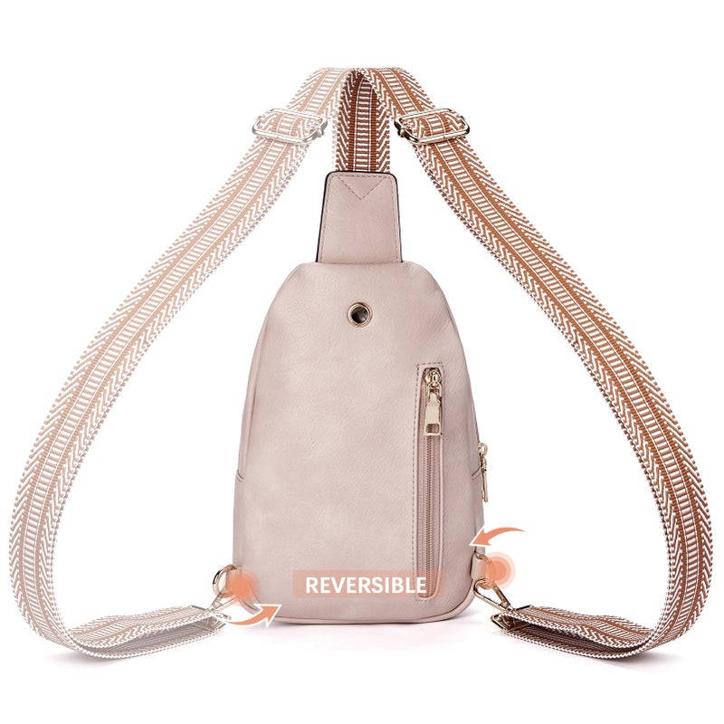 BOSTANTEN Small Sling Bag for Women Leather Crossbody Bags Fanny Pack Chest Bag for Travel, Pink - Image 5