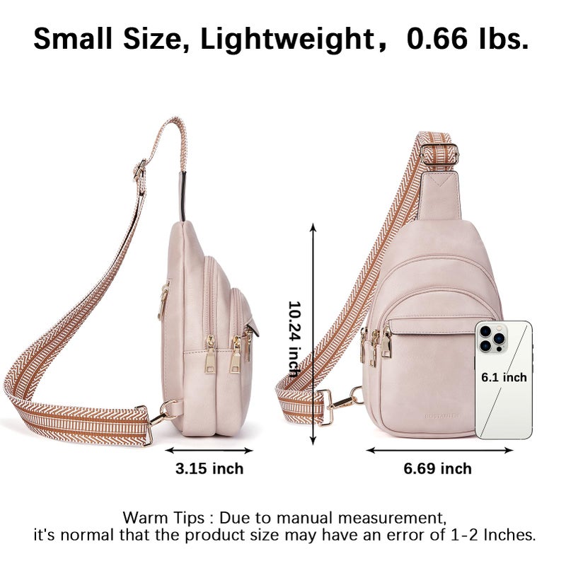 BOSTANTEN Small Sling Bag for Women Leather Crossbody Bags Fanny Pack Chest Bag for Travel, Pink - Image 2