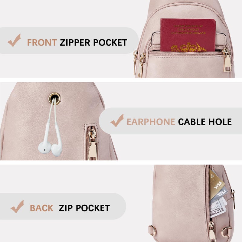 BOSTANTEN Small Sling Bag for Women Leather Crossbody Bags Fanny Pack Chest Bag for Travel, Pink - Image 4