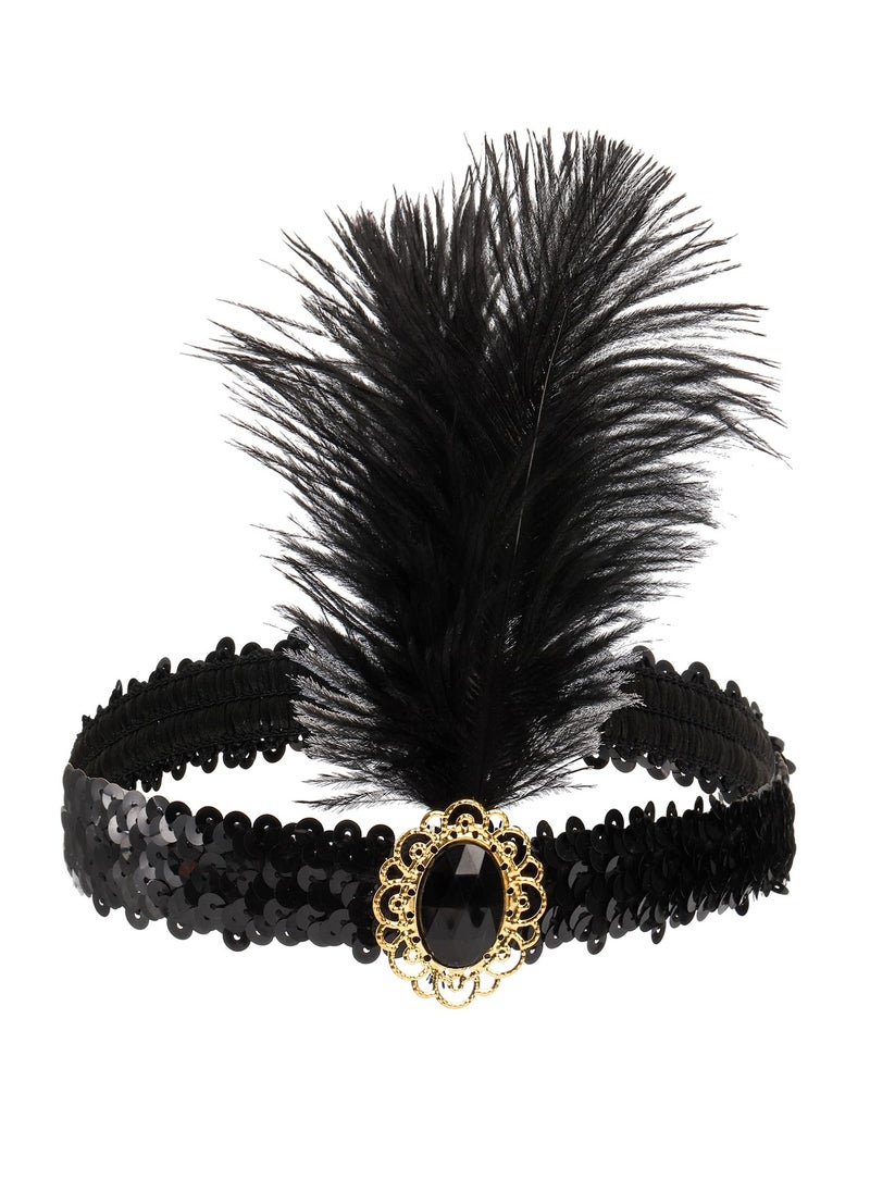 Excefore Party Dress Up Set, 1920s Flapper Accessories Set for Women, Fancy Dress Party Accessories with Flapper Headband Long Gloves Pearl Necklace, Great Gatsby Theme Party Accessories (A7)  - Image 2