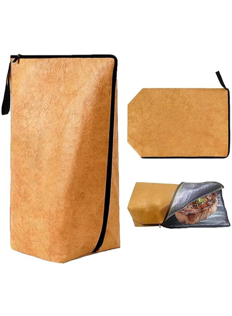 أبوستيم بطانية شواء للحوم، بطانية لحوم معزولة قابلة لإعادة الاستخدام مع سحاب، حقيبة شواء خفيفة الوزن قابلة للطي للشواء في الهواء الطلق، والتدخين والحفاظ على اللحوم طرية وعصيرة (55 × 20 سم) - Image 1