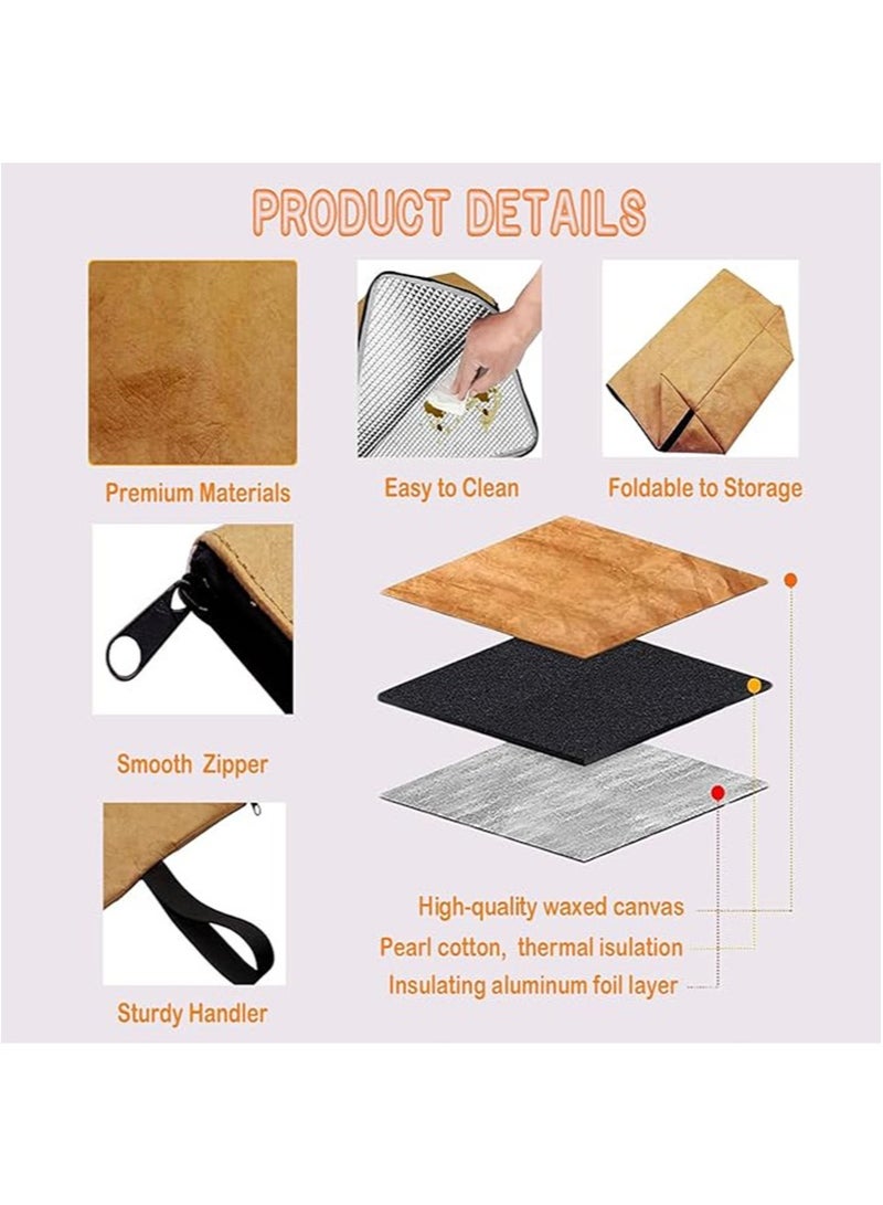أبوستيم بطانية شواء للحوم، بطانية لحوم معزولة قابلة لإعادة الاستخدام مع سحاب، حقيبة شواء خفيفة الوزن قابلة للطي للشواء في الهواء الطلق، والتدخين والحفاظ على اللحوم طرية وعصيرة (55 × 20 سم) - Image 3