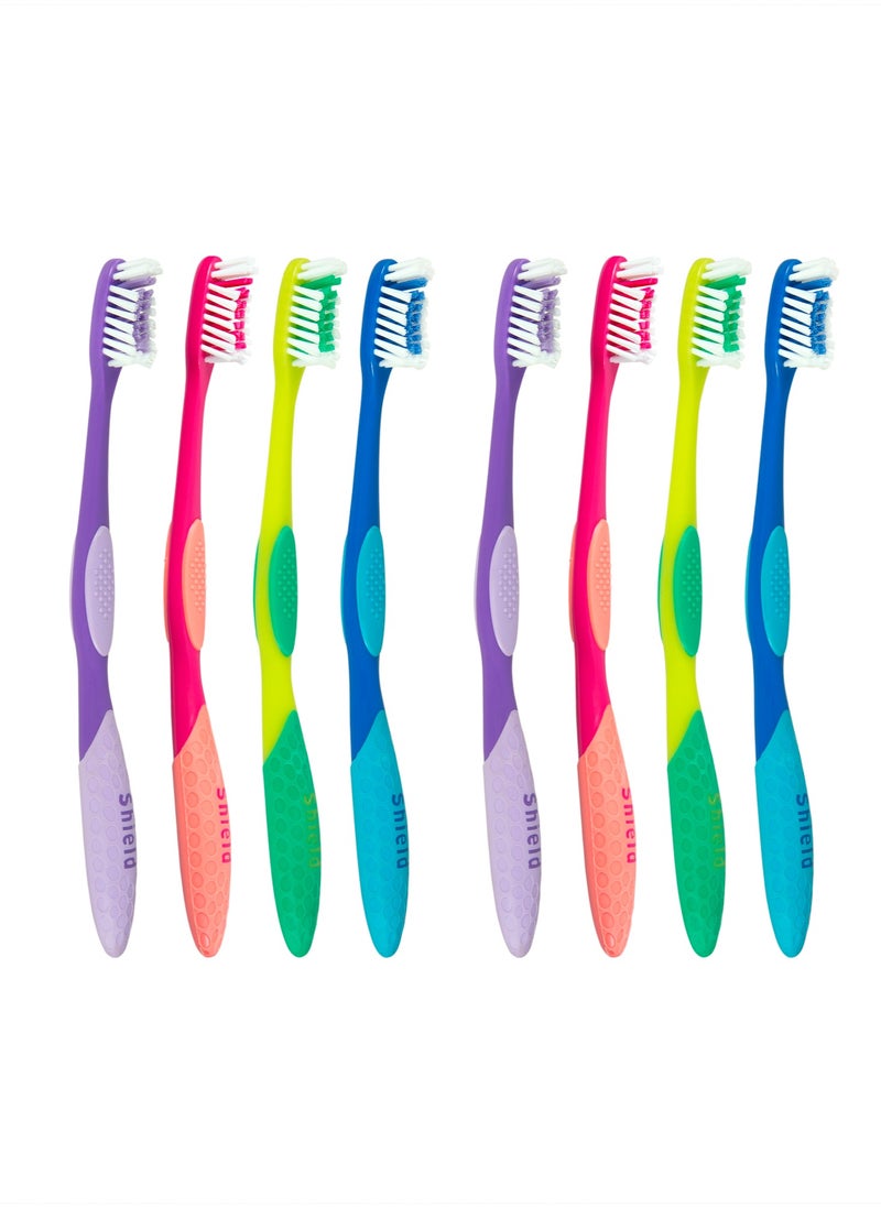 Shield Care Shield Care Pro-Clean Toothbrush with Small Head for Better Reach (Family Care - Soft Bristles) Individually Wrapped - 4 Colors - 8 Count (Pack of 1)  - Image 1