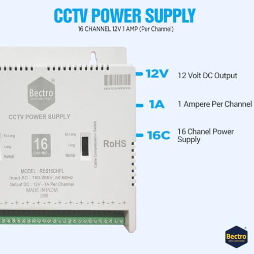 Bectro Power Supply AC Adaptor SMPS for LED Strip CCTV Power Adaptor (16 CH) - Image 3