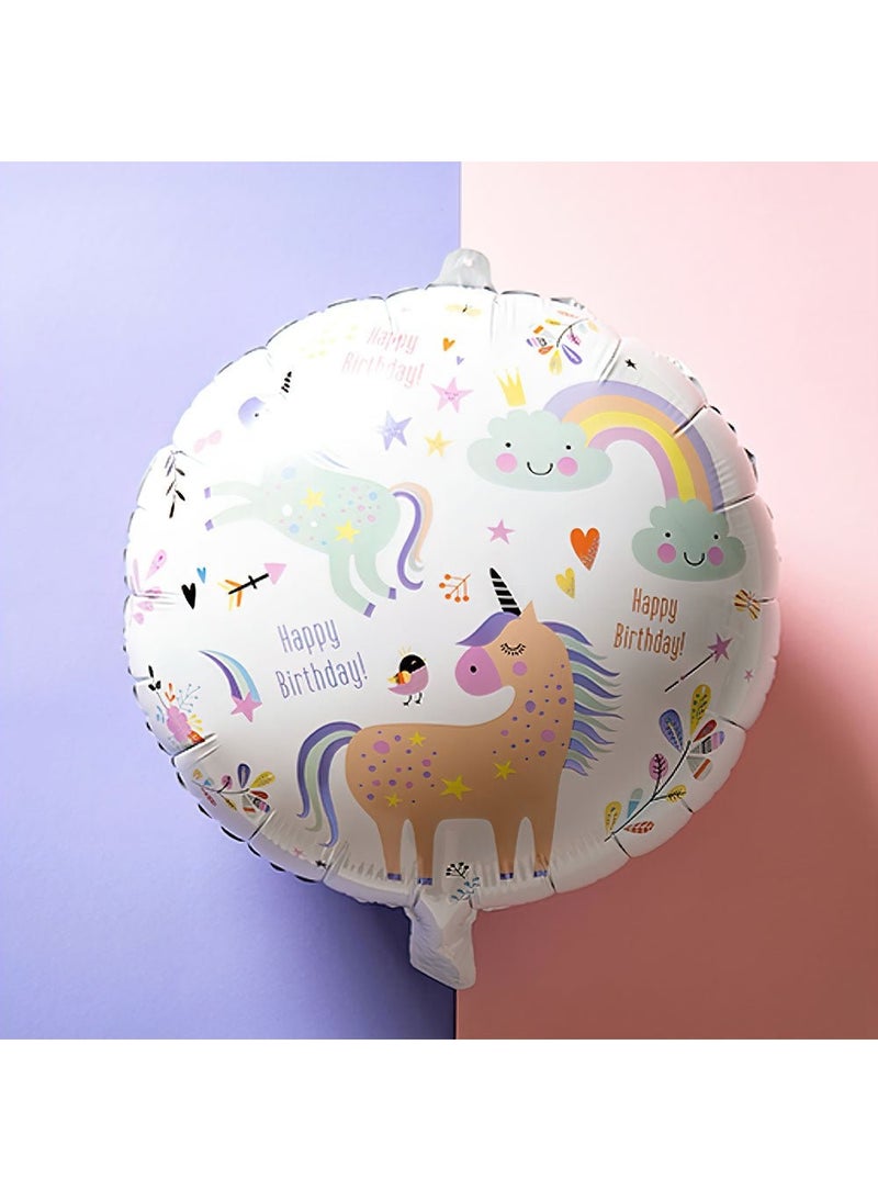 Folat Happy Birthday Unicorn Foil Balloon Pastel Round 45cm - Image 3